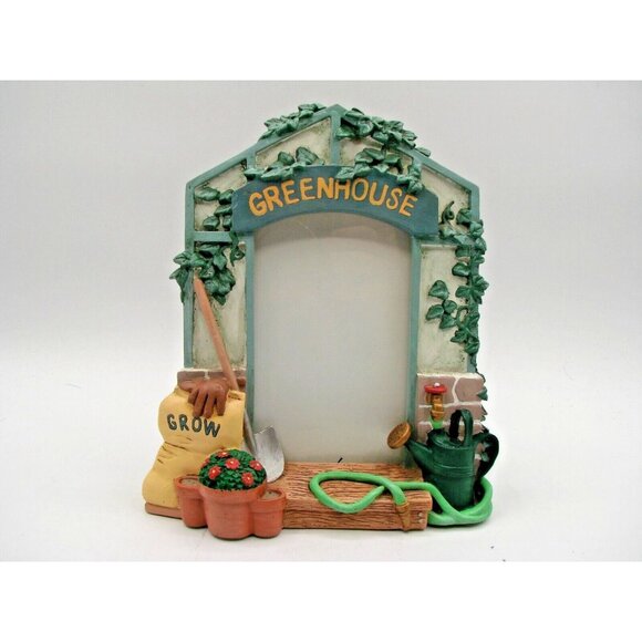 3D Ceramic Resin Greenhouse Picture Photo Frame Garden Theme Free Standing 7x6" - Picture 1 of 12